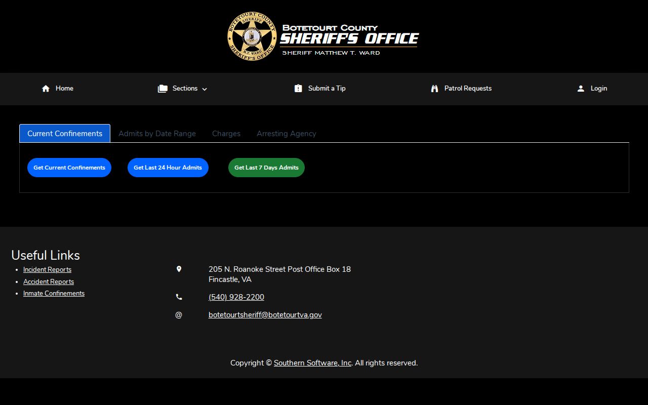 Botetourt County active warrant research, separate jail confinement search
