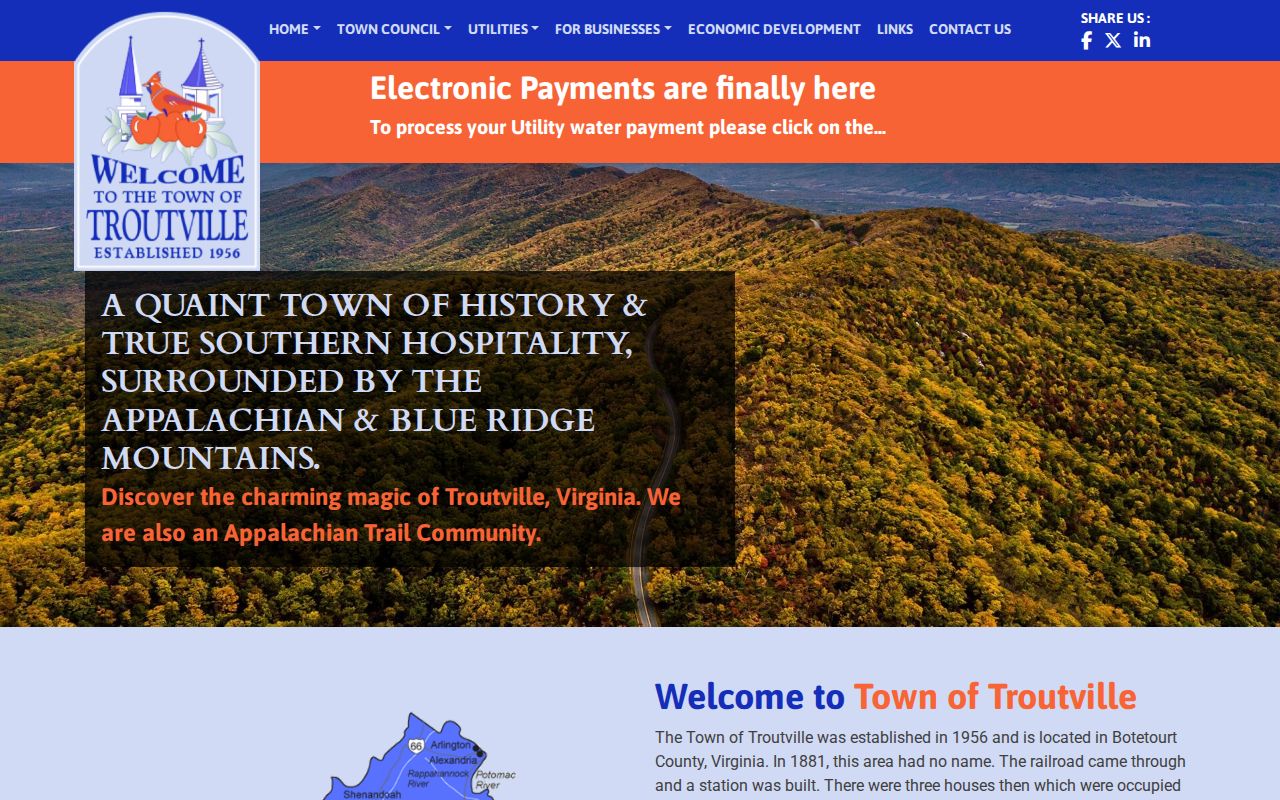 Troutville warrant records context, official Lee Highway Town Hall contact page